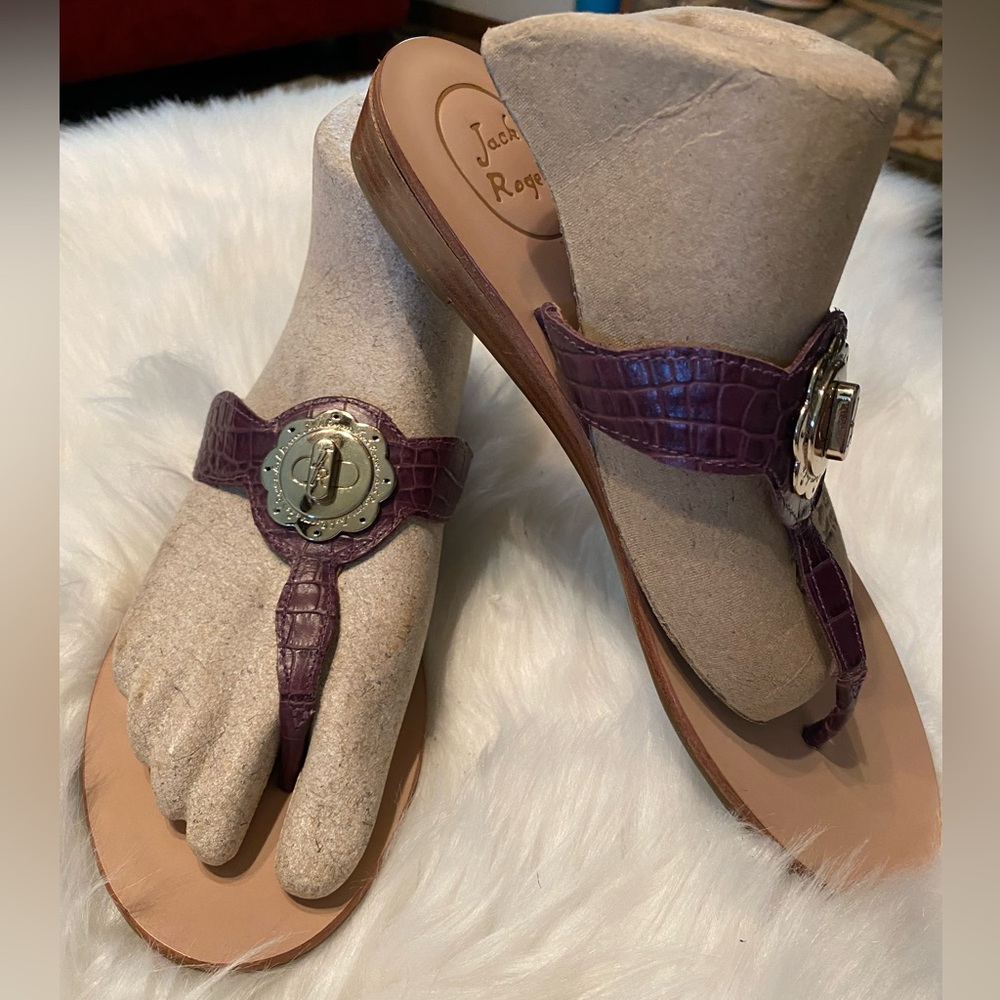 Jack Rogers Purple Thong Sandals with Decorative Buckle